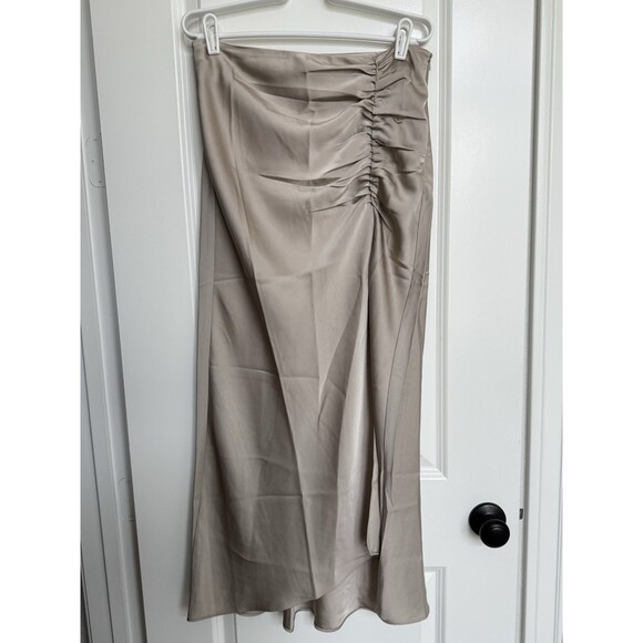 Jason Wu Women’s Satin Ruched MIDI Skirt in Champagne‎ Size Medium Minimalist - Picture 1 of 6